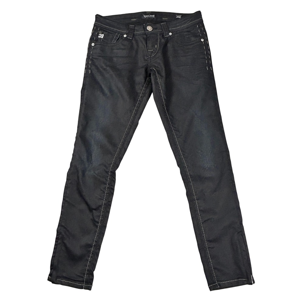 MEK Denim Bulgan Cigarette Jeans Womens 27/29 Slim Black Coated Low Rise Y2K - Picture 3 of 14